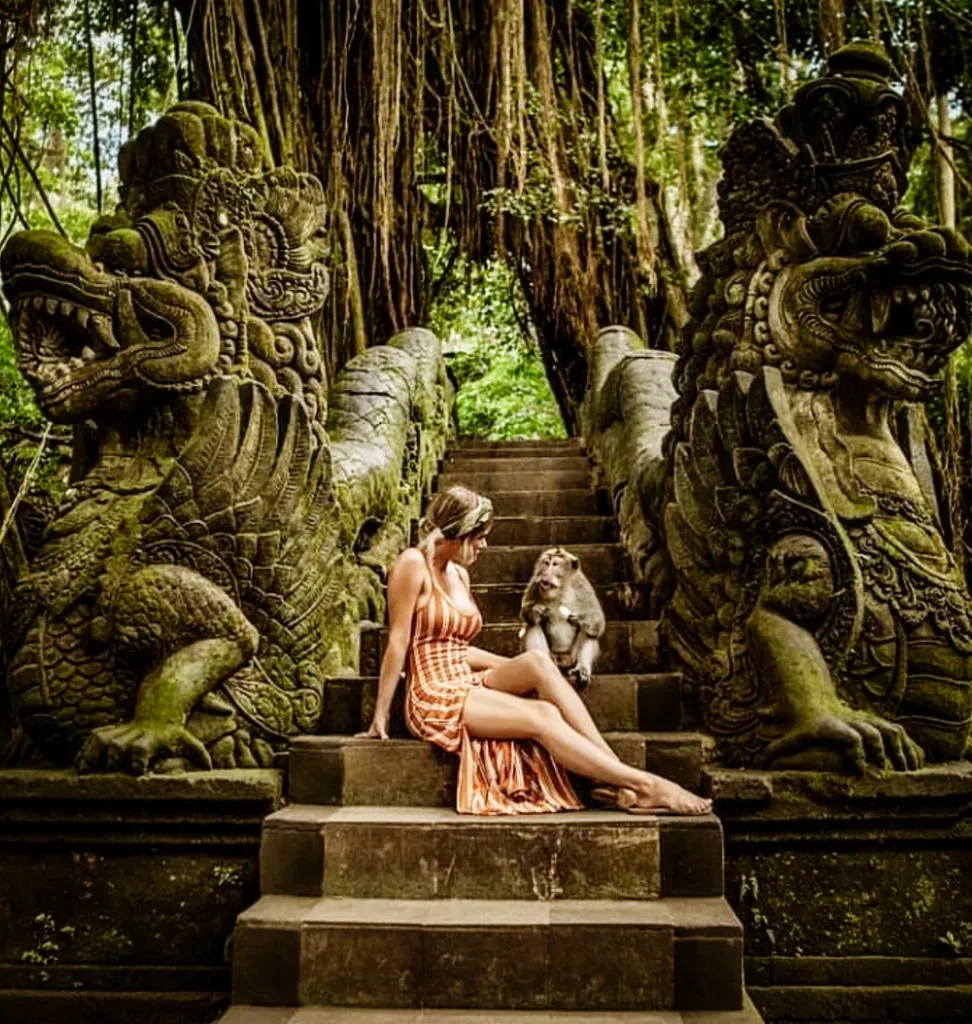 to Monkey forest with self drive Bali Car rental